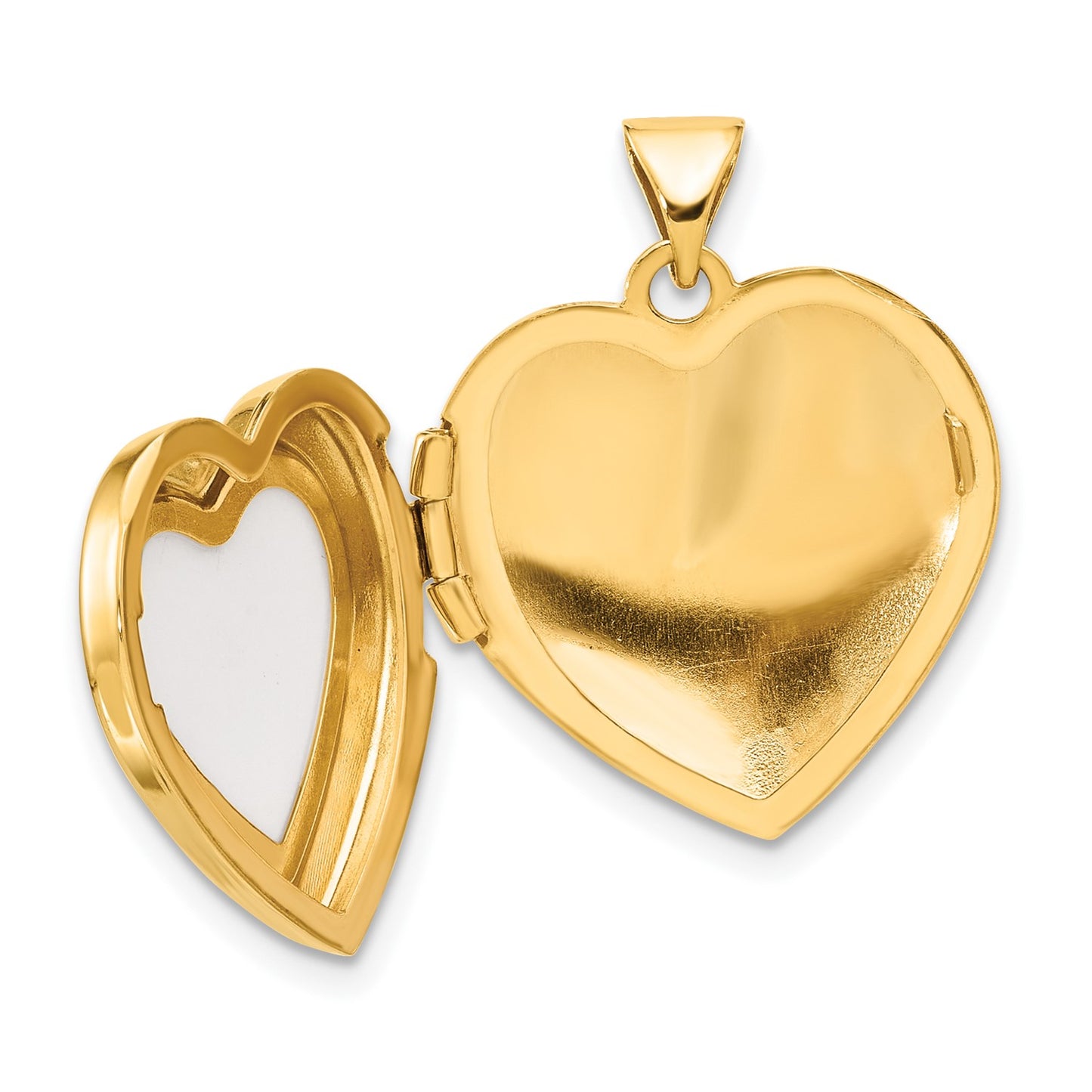 14K Polished White Agate Mom 18mm Heart Locket