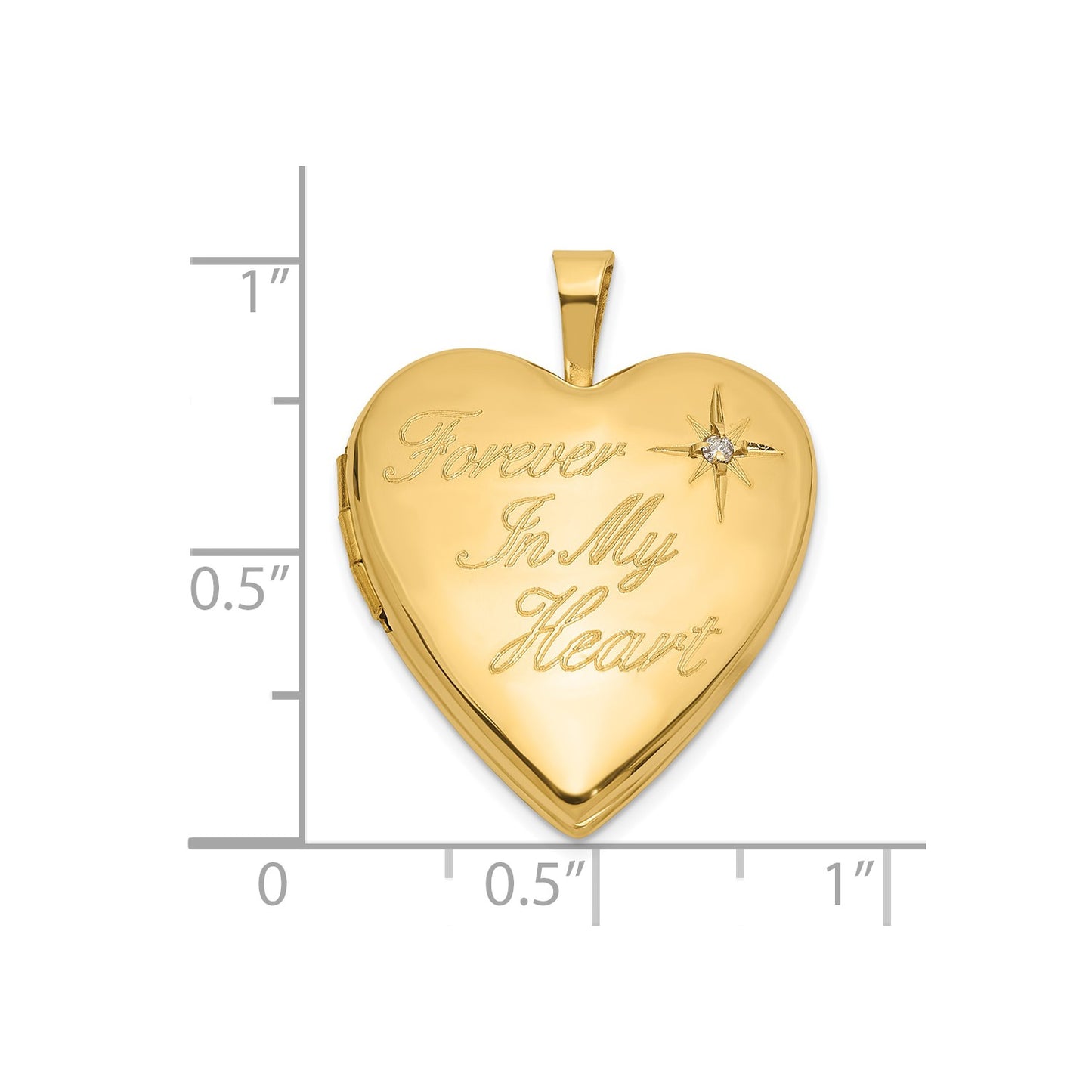 14K 20mm Polished FOREVER IN MY HEART Diamond Heart Locket