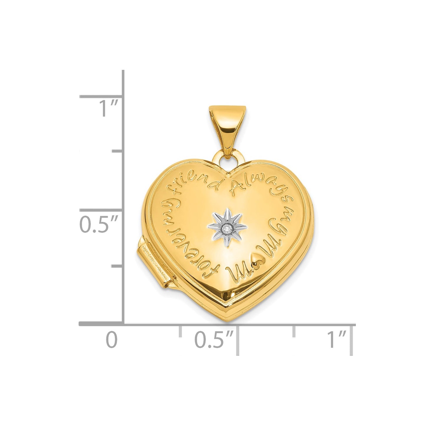 14K and White Rhodium Diamond 18mm Always My Mom Heart Locket