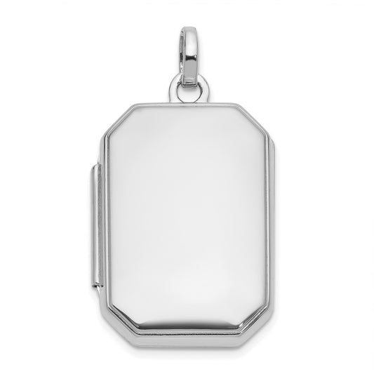 14k White Gold Polished 20x15mm Curved Rectangle Locket