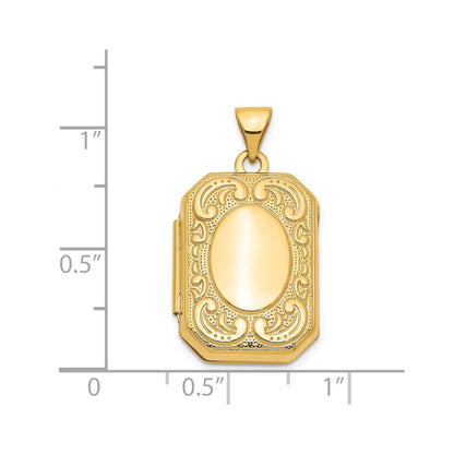 14k Yellow Gold Fancy Rectangle Locket