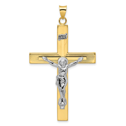 14k Two-tone Polished Solid INRI Curcifix Cross Pendant