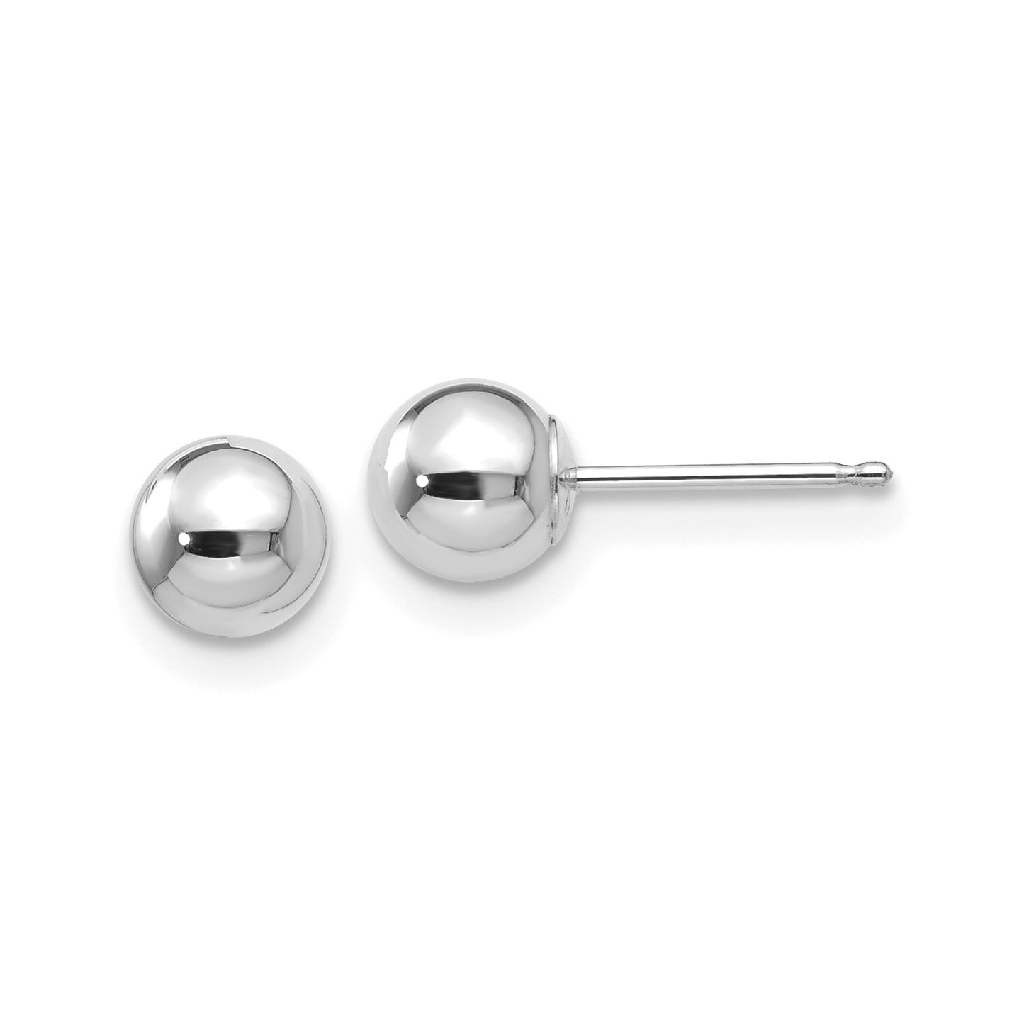 14k White Gold Polished 5mm Ball Post Earrings