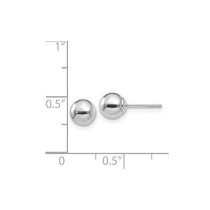 14k White Gold Polished 6mm Ball Post Earrings