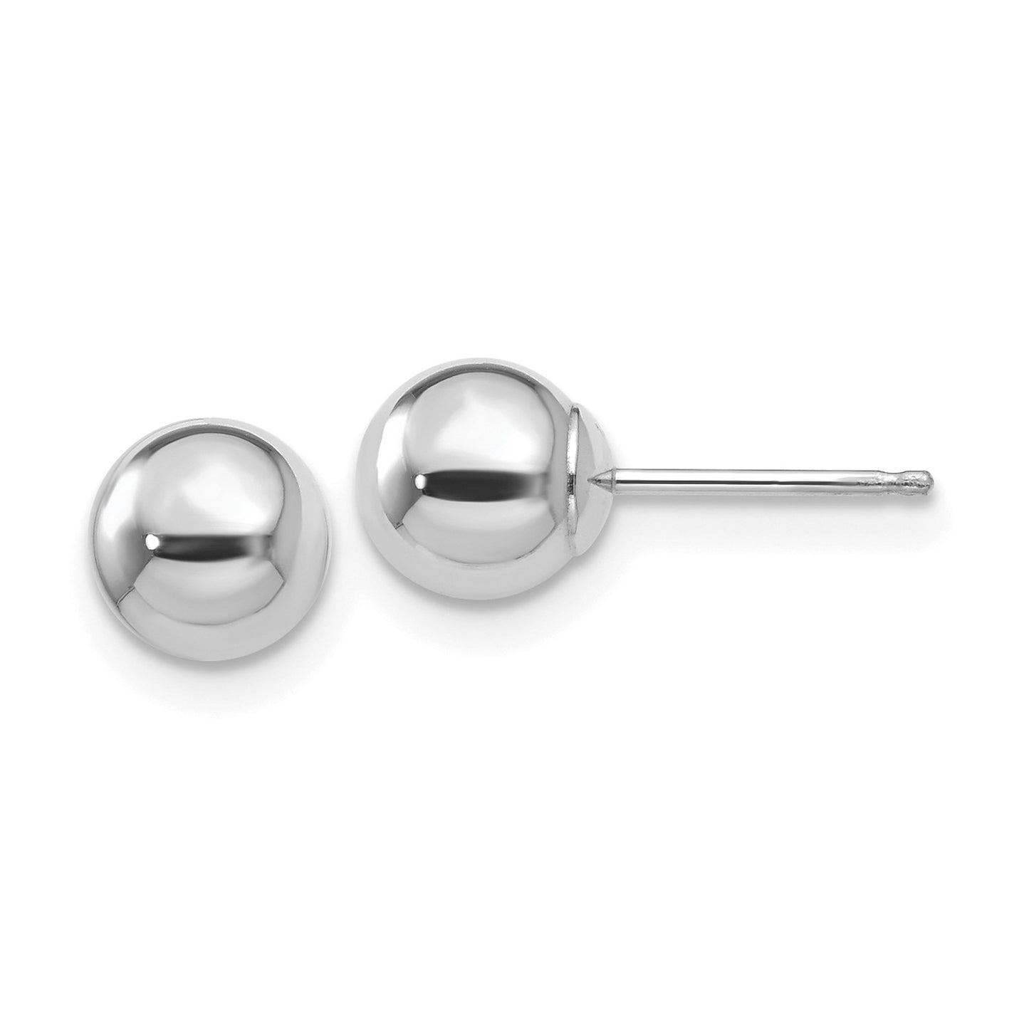 14k White Gold Polished 6mm Ball Post Earrings