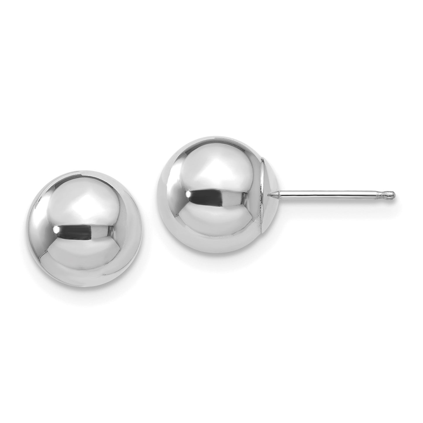 14k White Gold Polished 8mm Ball Post Earrings