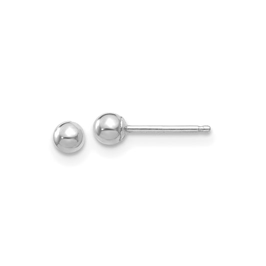 14k White Gold Polished 3mm Ball Post Earrings