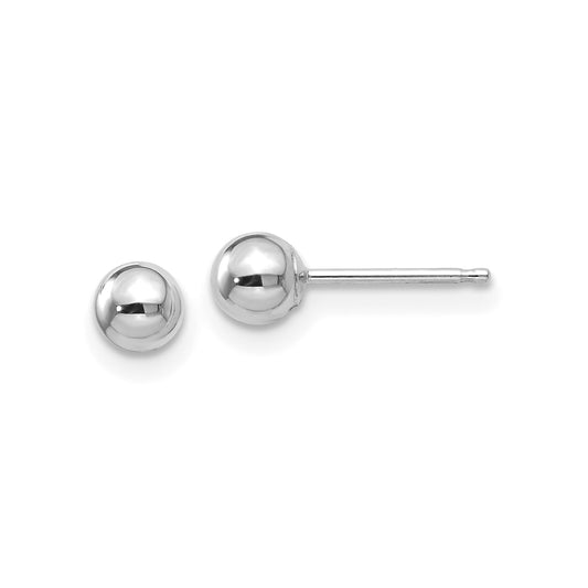 14k White Gold Polished 4mm Ball Post Earrings