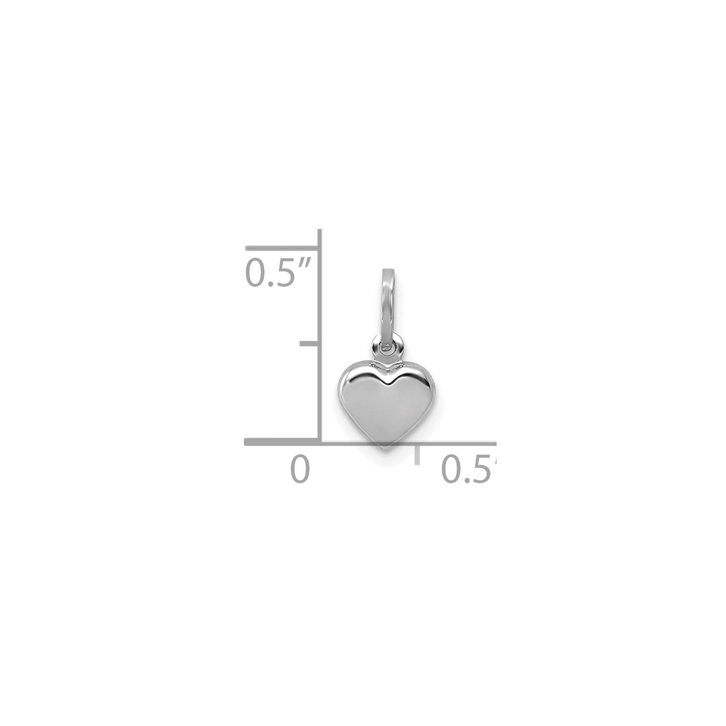 14K White Gold Polished 3-D Heart Charm