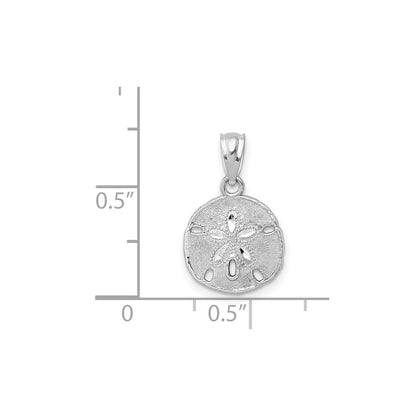 14K White Gold Polished and Textured Sand Dollar Pendant