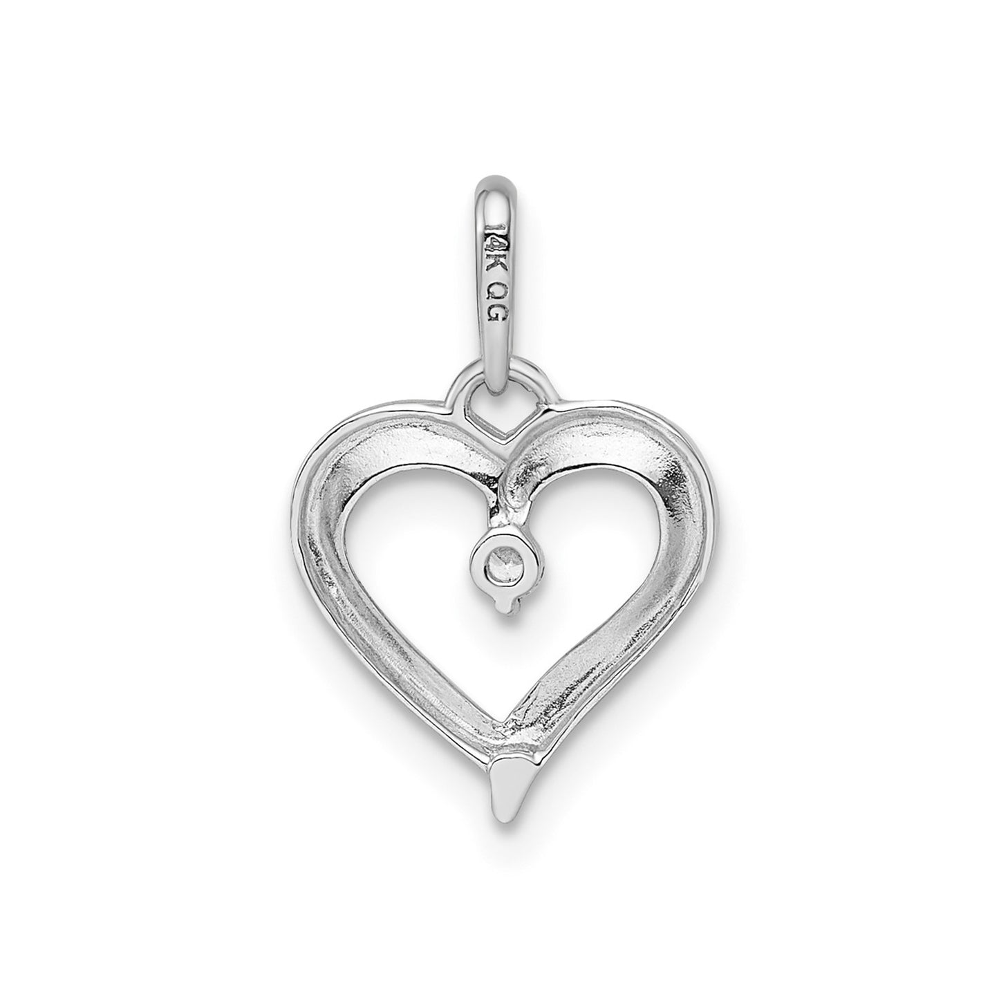 14k White Gold CZ Heart Pendant