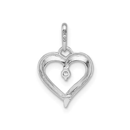 14k White Gold CZ Heart Pendant