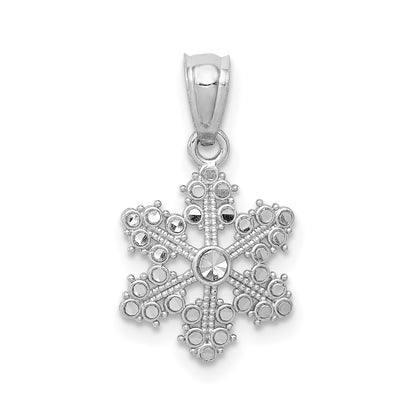 14k White Gold Snowflake Pendant