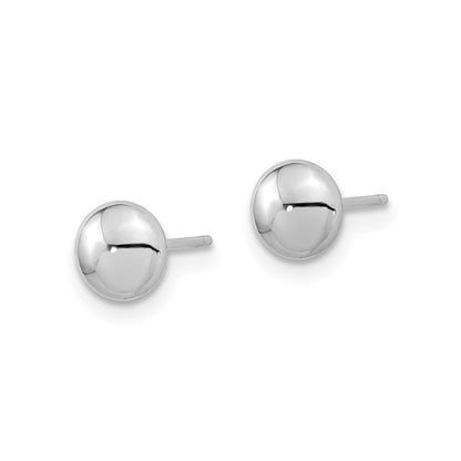 14k White Gold Polished Button Post Earrings