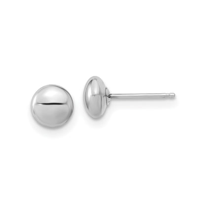 14k White Gold Polished Button Post Earrings