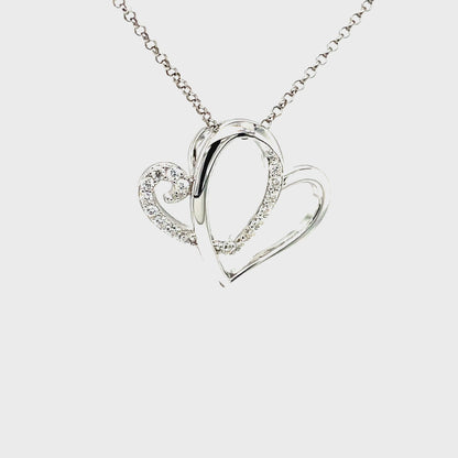 Two Hearts Pendant - Accented | 10KT & 14KT White, Yellow, Rose Gold | Lab Grown or Natural Diamonds | Anniversary Heart